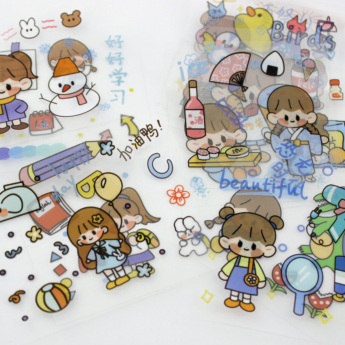 100 Sheets Kawaii Stickers Aesthetic Waterproof Non-Toxic Cute Stickers