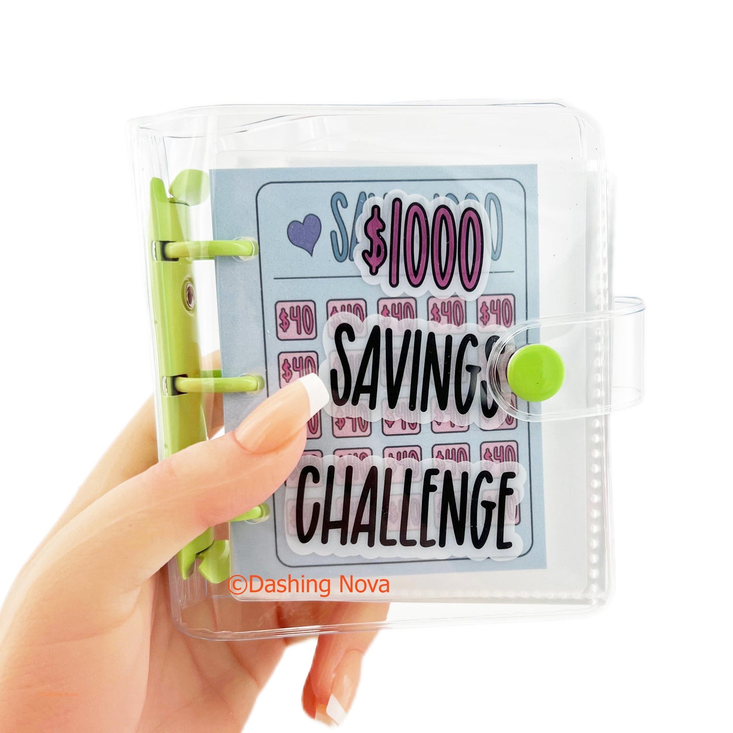 $1000 Saving Challenge Book 3 Ring Binder Clear Cover Money Saving Book