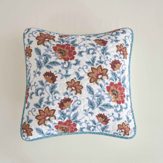 Tache Cotton Floral Jacobean Blue White Old World Garden Cushion Covers 2-Pieces (JHW-936)