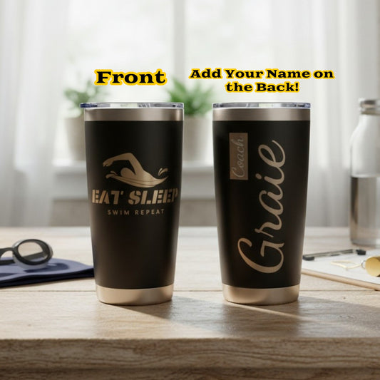 20oz Personalized Name Tumbler Gift for Swimmers Coaches