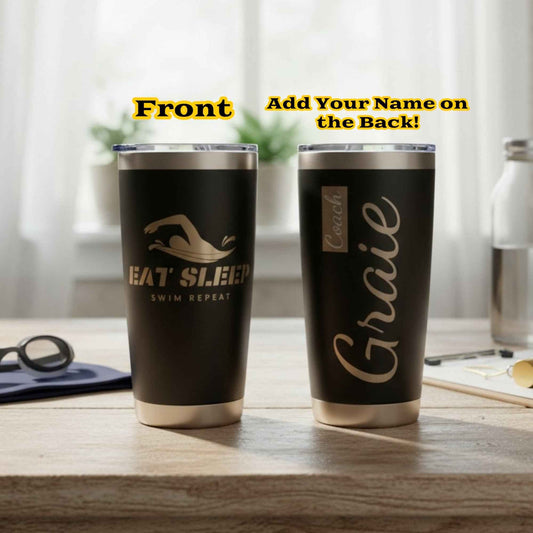20oz Personalized Name Tumbler Gift for Swimmers Coaches