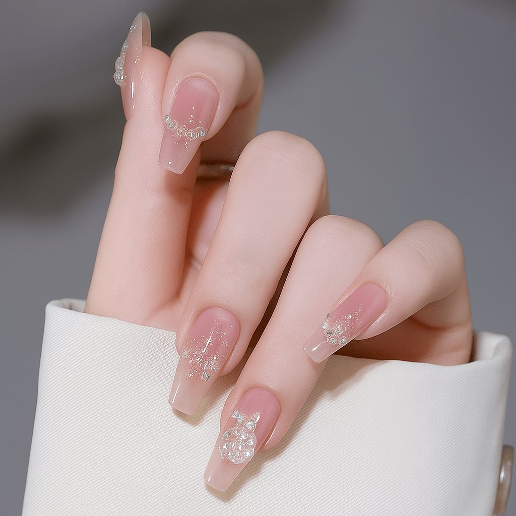 24 - Piece Press On Nails Set – Fake Crystal Nails with Glue