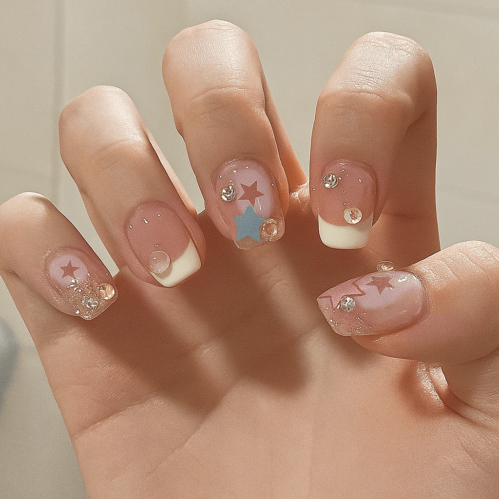 24 - Piece Press On Nails Set – Fake Crystal Nails with Glue