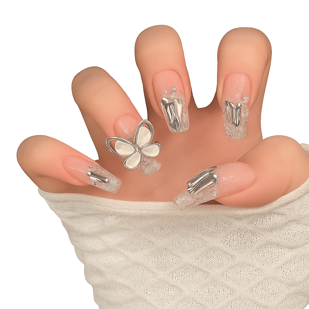 24 - Piece Press On Nails Set – Fake Crystal Nails with Glue