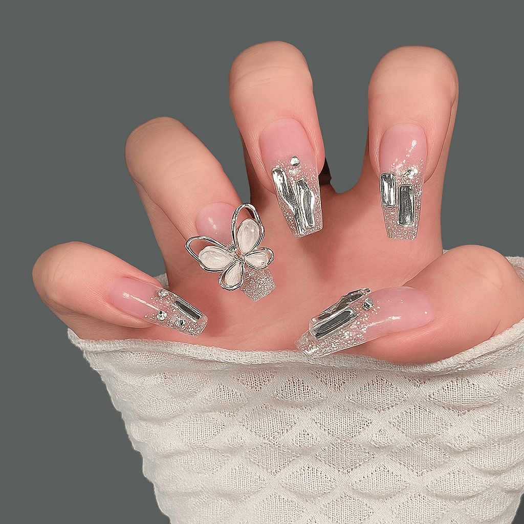 24 - Piece Press On Nails Set – Fake Crystal Nails with Glue