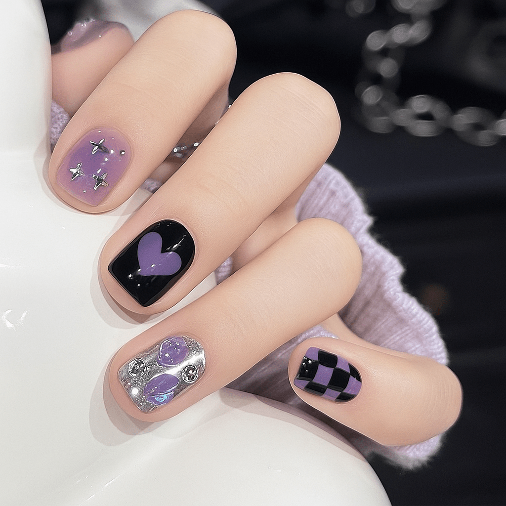 24 - Piece Press On Nails Set – Fake Crystal Nails with Glue