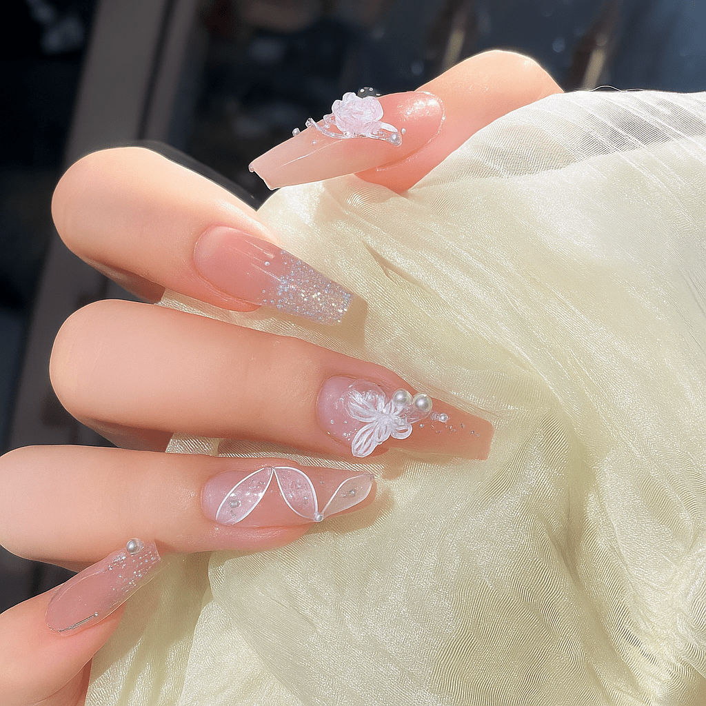 24 - Piece Press On Nails Set – Fake Crystal Nails with Glue