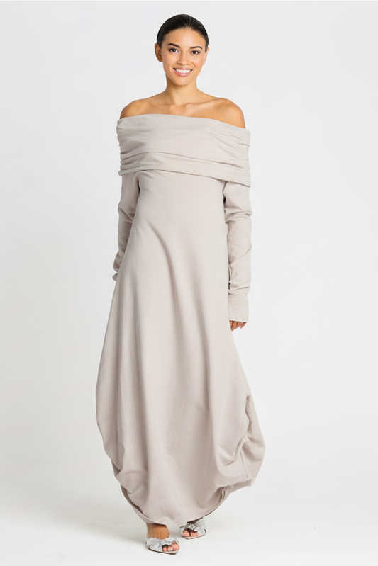 French Terry Curtain Dress - Putty - Shaketea