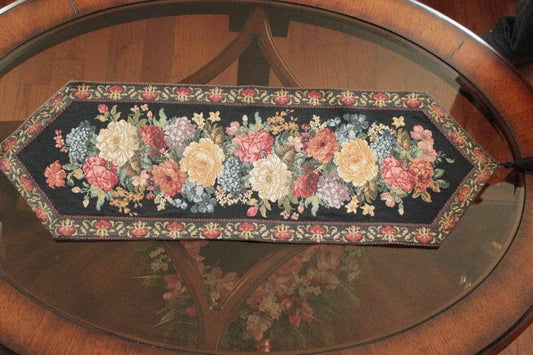 Tache Country Rustic Floral Midnight Awakening Table Runner (3089BL)