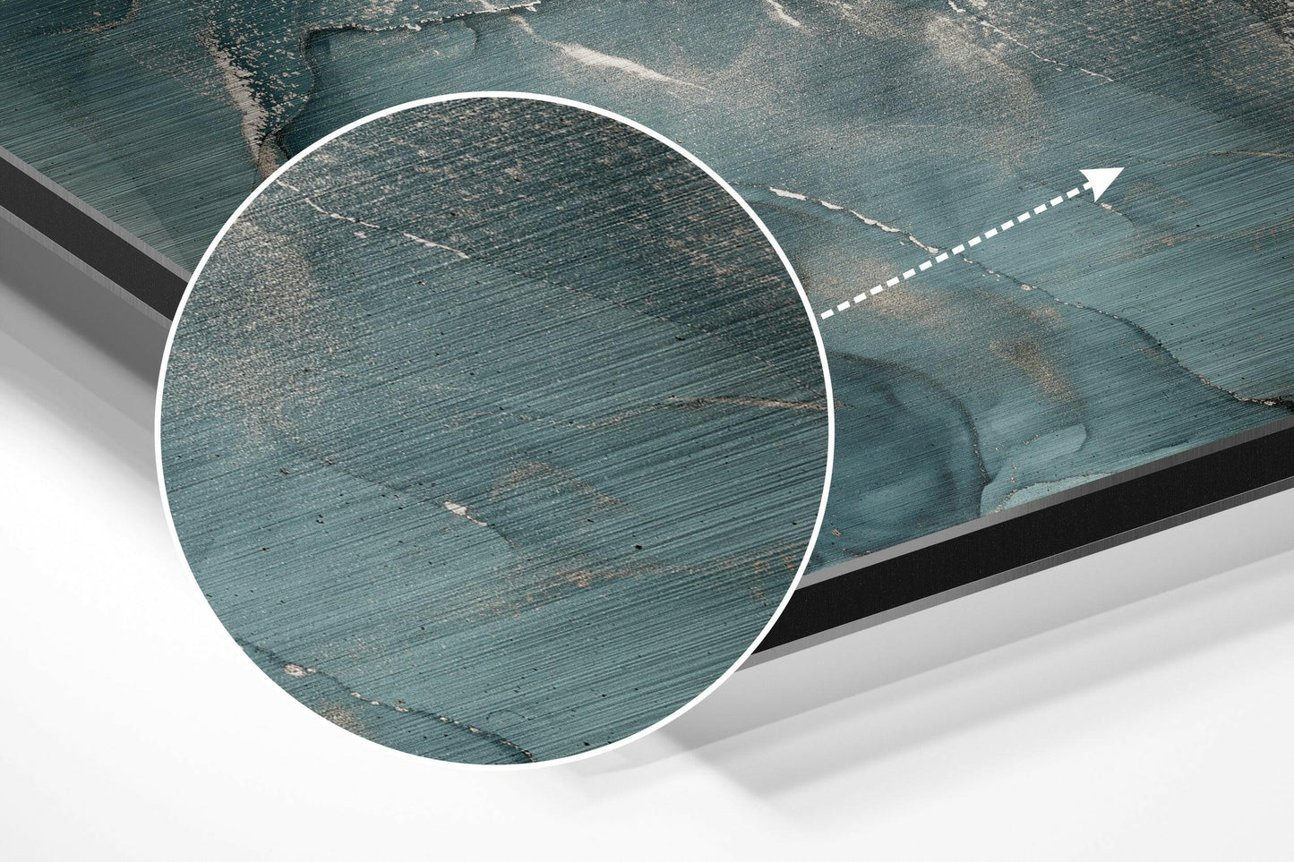 Teal Silver Marble Brushed Aluminium Dibond Wall Art