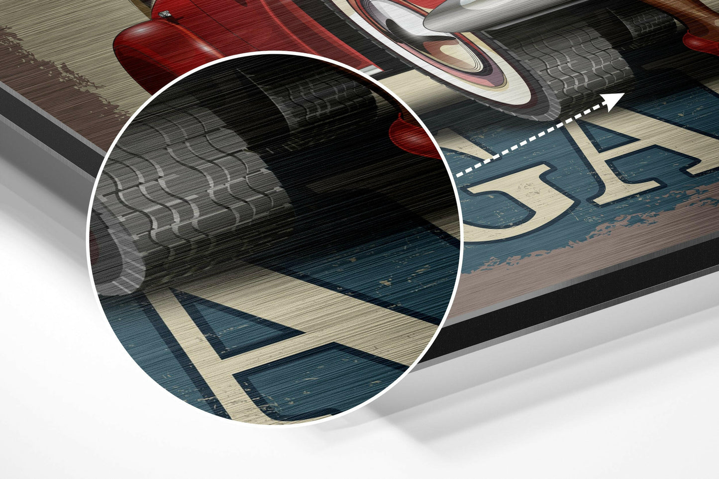 Vintage Garage Brushed Aluminium Dibond Wall Art