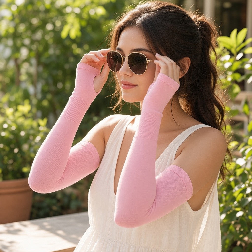 Stretch Arm Sleeves with Thumbholes, 7-Pair Color Set
