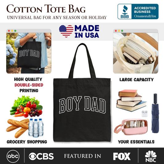 Boy Dad Varsity Tote Bag, Father's Day Gift Shopper - Shaketea