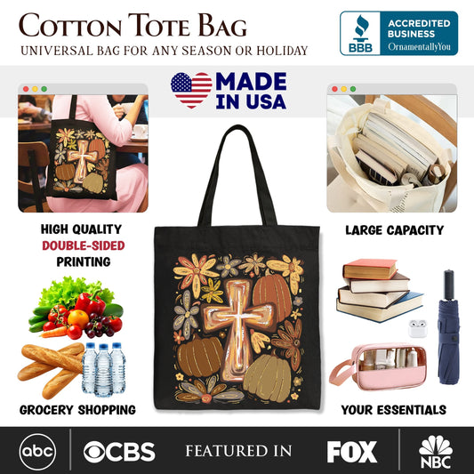 Fall Blessings Tote Bag, Autumn Christian Faith Gift Shopper - Shaketea