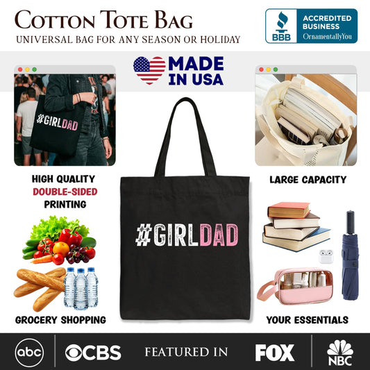 Hashtag Girl Dad Tote Bag, Gift Shopper for Proud Daughter's Father - Shaketea