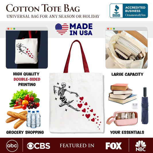 Skeleton Hearts Valentine Tote Bag, Playful Funny Gift Shopper - Shaketea
