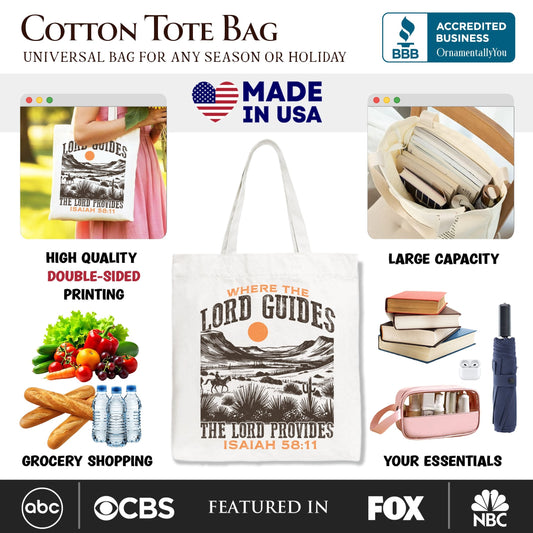 The Lord Provides Christian Tote Bag, Retro Western Desert Worship Gift Shopper - Shaketea