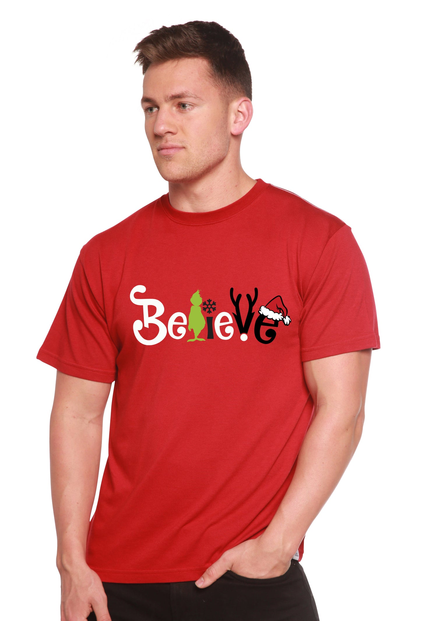 Believe Christmas Printed Men's Bamboo T-Shirt - Shaketea