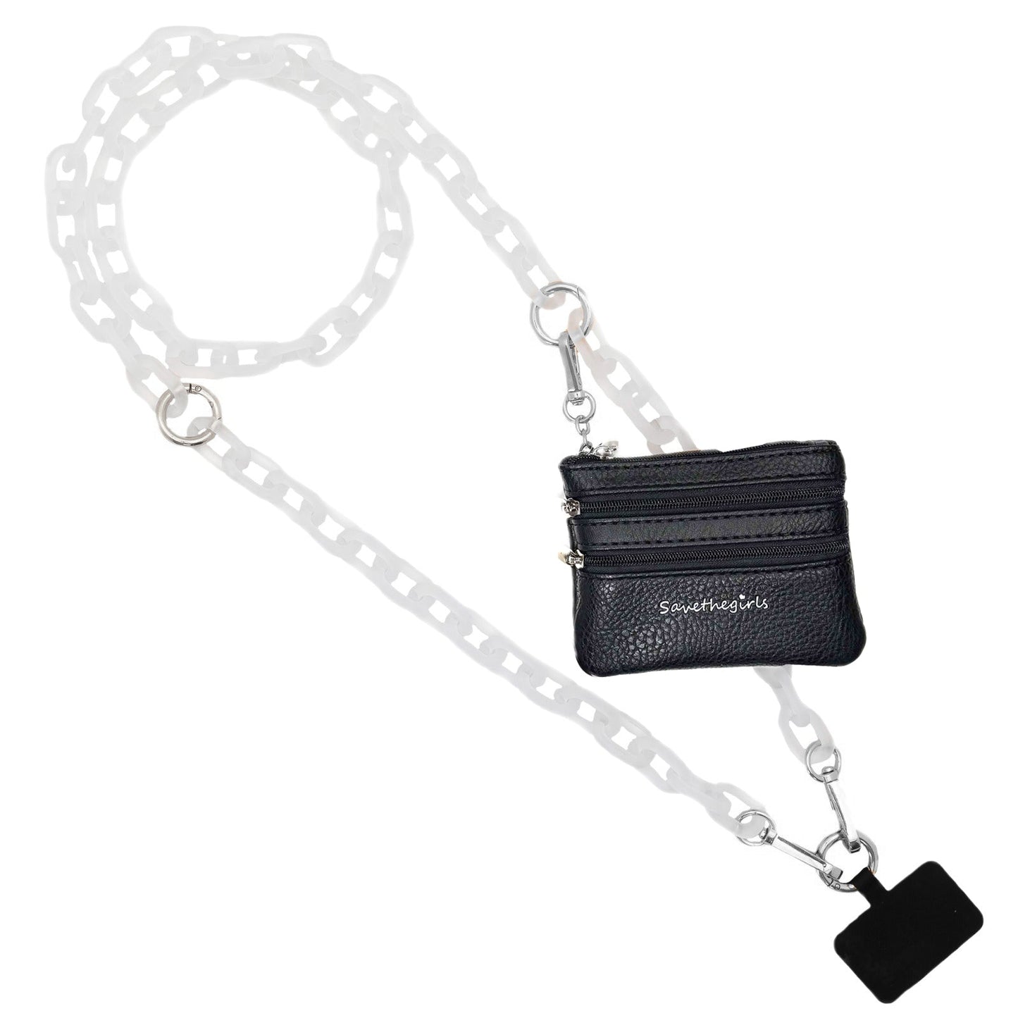 Clip And Go Ice Chain Phone Strap Crossbody Detachable Wallet Pouch