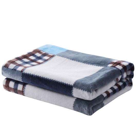 Tache Blue Lake Farmhouse Super Soft Plaid Patchwork Throw Blanket (4024)
