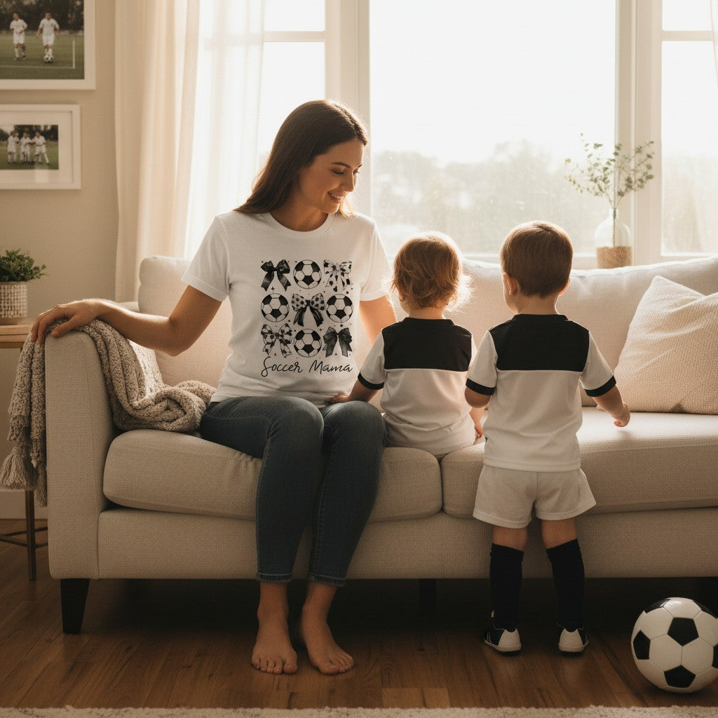 Soccer Mama Graphic T-Shirt 100% Ring Spun Cotton Women's Casual Tee