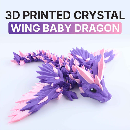 3D Printed Crystal Wing Baby Dragon Fidget Toy – Articulated Fantasy Desk Toy Gift