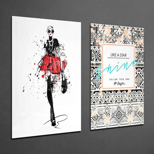 Follow Your Own Style 2 Pieces Combine Glass Wall Art