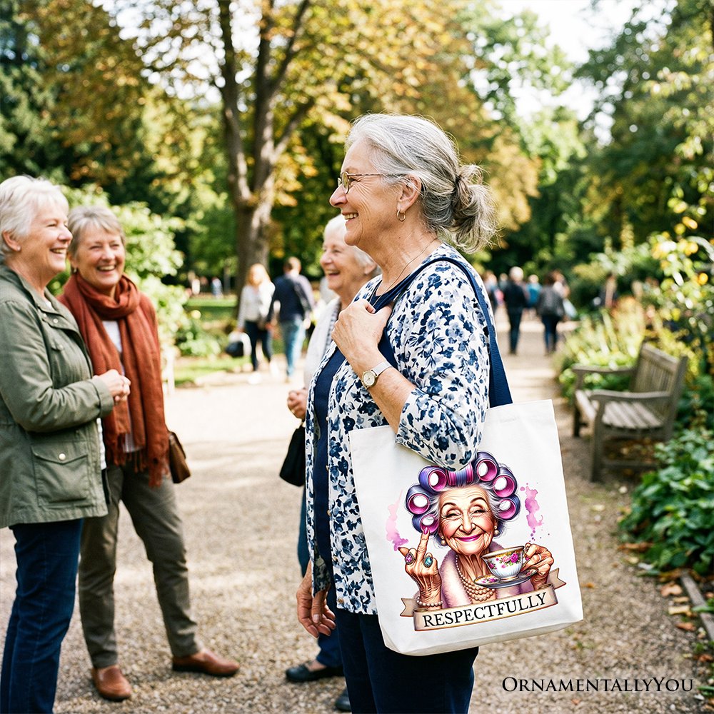 Respectfully Sassy Grandma Tote Bag, Funny Old Lady Gift Shopper for Sarcastic Nanas - Shaketea