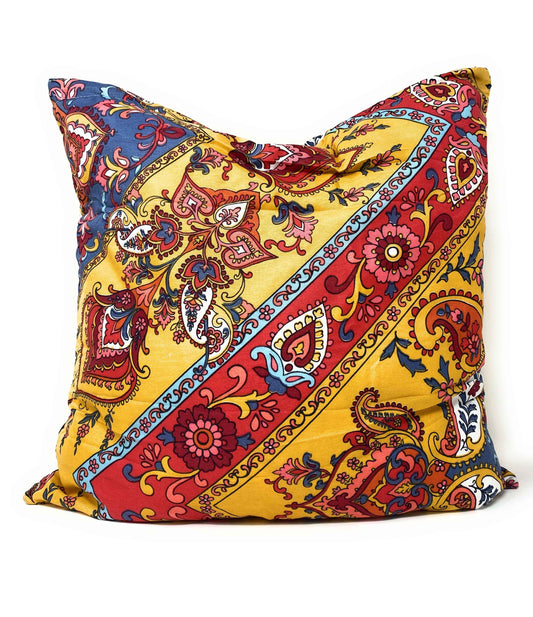 Tache Mustard Yellow Blue Red Paisley Chevron Hanging Gardens Cushion Cover 2-Pieces (HS3148Y)