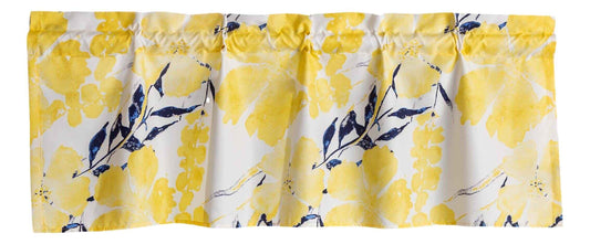 Tache Microfiber Watercolor Tropical Floral Yellow Blue Window Treatment Valance (JHW-841)