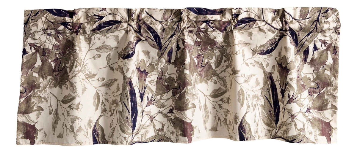 Tache Microfiber Abstract Wispy Leaf Taupe Grey Window Treatment Valance (JHW-843)