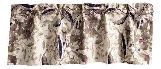 Tache Microfiber Abstract Wispy Leaf Taupe Grey Window Treatment Valance (JHW-843)