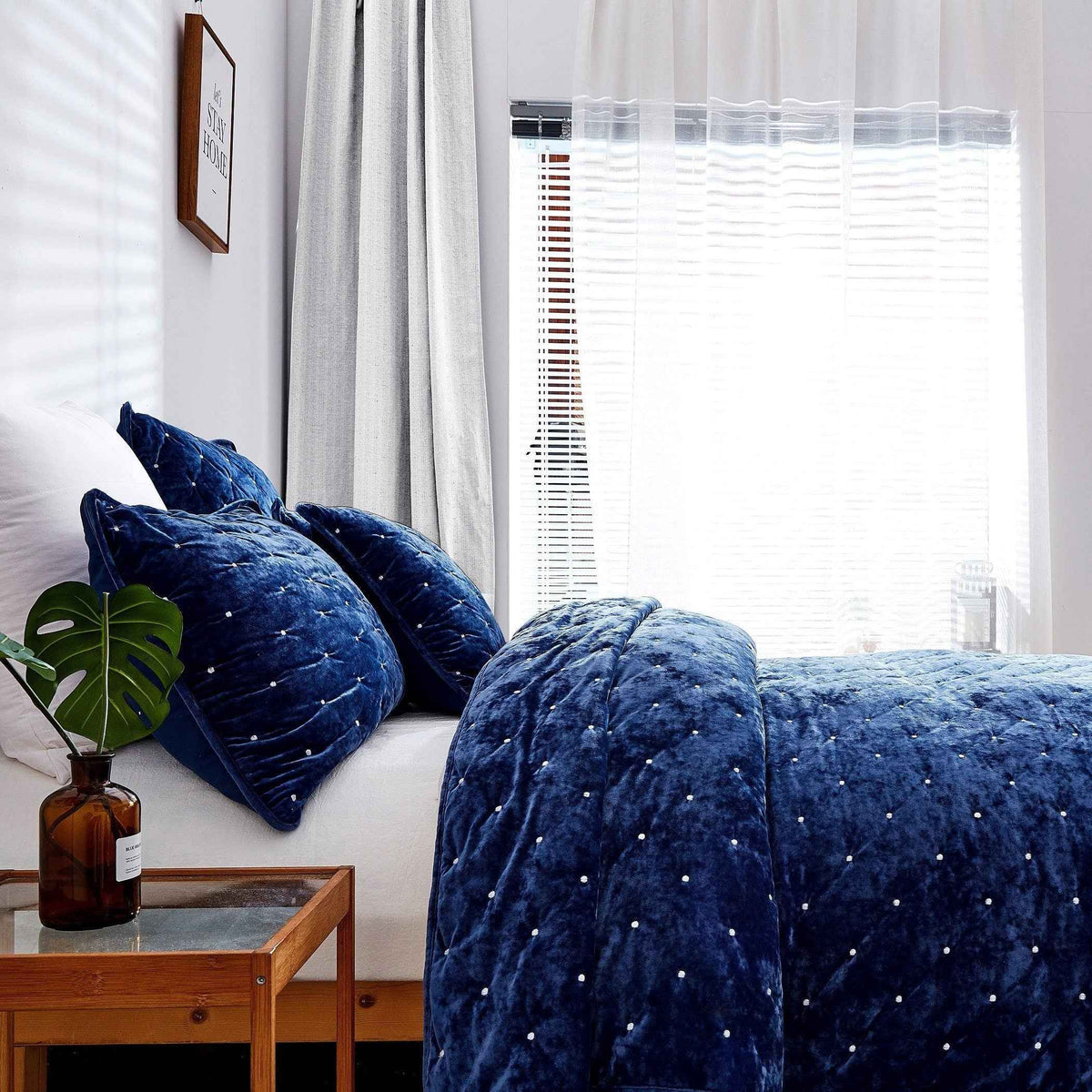 Tache Velvet Dreams Dark Blue Plush Diamond Tufted Pillow Sham (JHW-853DB)