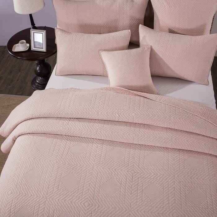 Tache Cotton Stone Washed Soothing Pastel Rustic Blush Pink Diamond Pillow Sham (JHW-863)