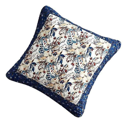 Tache Cotton Patchwork White Blue Yellow Brown Floral Prairie Sunset Cushion Cover 2-Pieces (JHW-887)