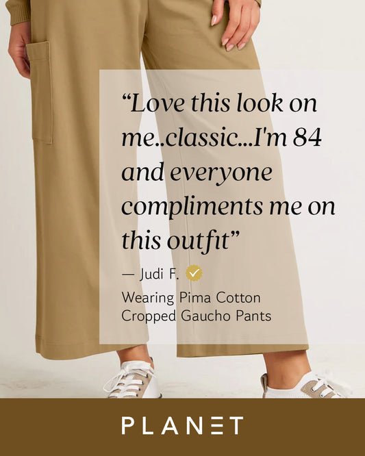 Pima Cotton Cropped Gaucho Pants - Walnut - Shaketea