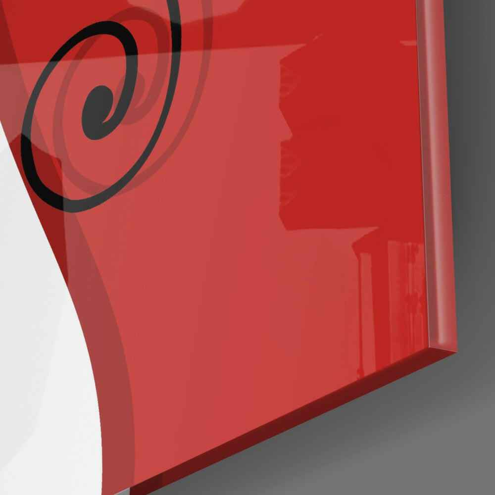 Black And White Pair On Red Cats Glass Wall Art