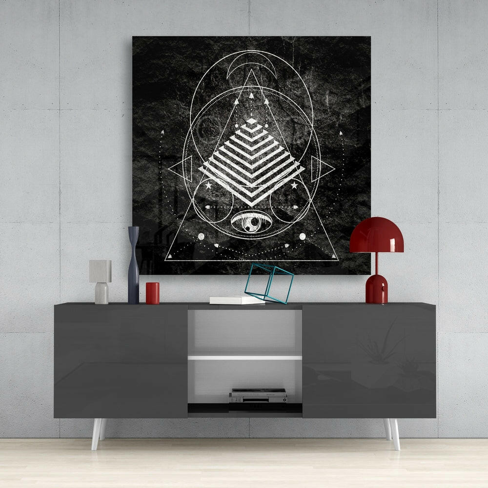 Lines of the Triangle Glass Wall Arts