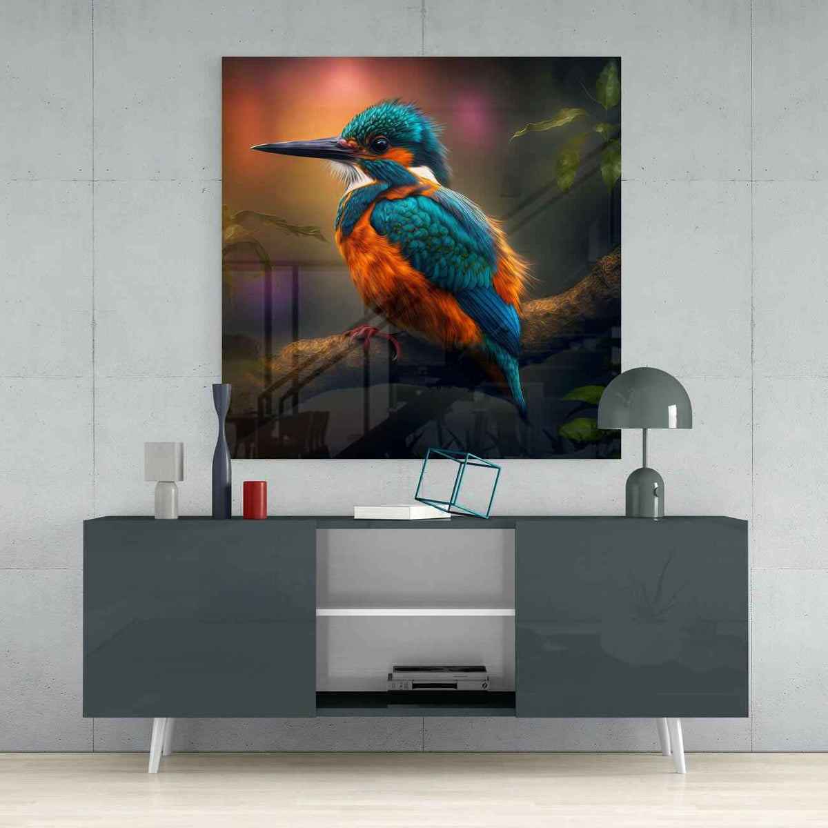 Kingfisher Glass Wall Art || Designer Collection