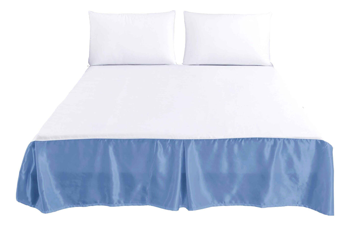 Tache Satin Blue Lustrous Sweet Victorian Tailored Platform 14" Bed Skirt Dust Ruffle (MZ002)
