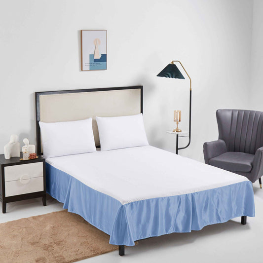 Tache Satin Blue Lustrous Sweet Victorian Tailored Platform 14" Bed Skirt Dust Ruffle (MZ002)