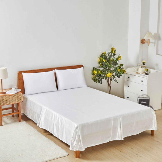 Tache Satin Bright White Lustrous Sweet Victorian Tailored Platform 14" Bed Skirt Dust Ruffle (MZ002)