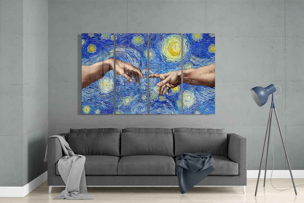 The Creation 4 Pieces Mega Glass Wall Art (59"x36")