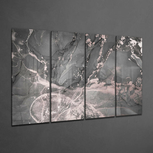 Gray Blush Pink Marble Glass Wall Art - Shaketea