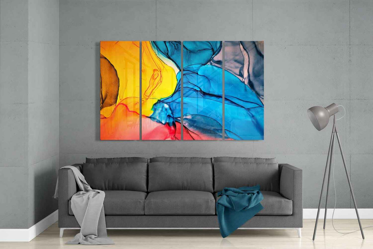 Dance of Colors 4 Pieces Mega Glass Wall Art (59"x36")