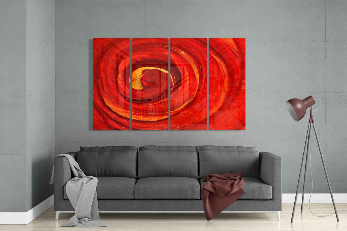 Red Vortex 4 Pieces Mega Glass Wall Art (59"x36")