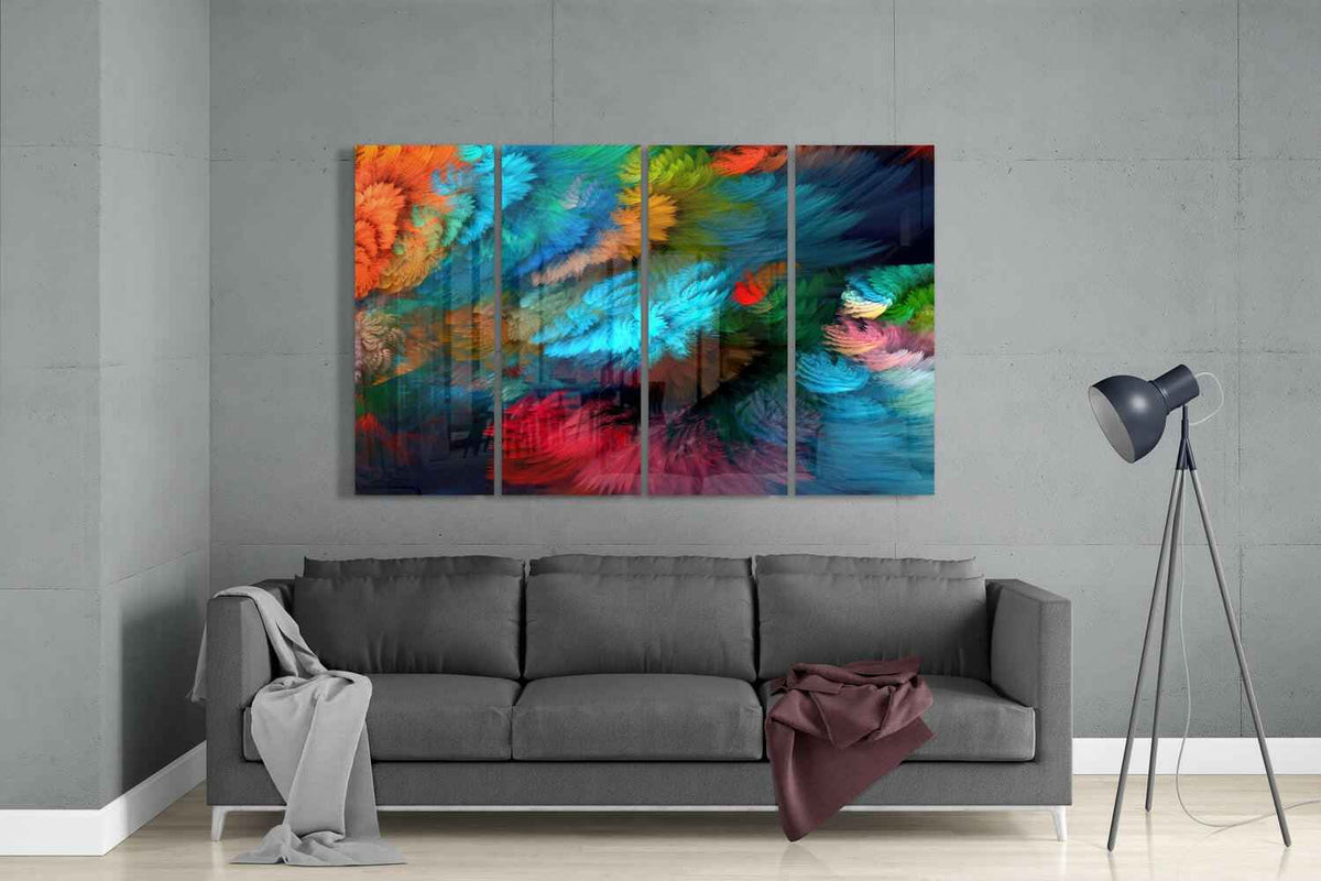 Colorful Touches 4 Pieces Mega Glass Wall Art (59"x36")