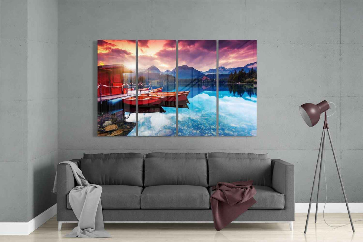Sunset 4 Pieces Mega Glass Wall Art (59"x36")