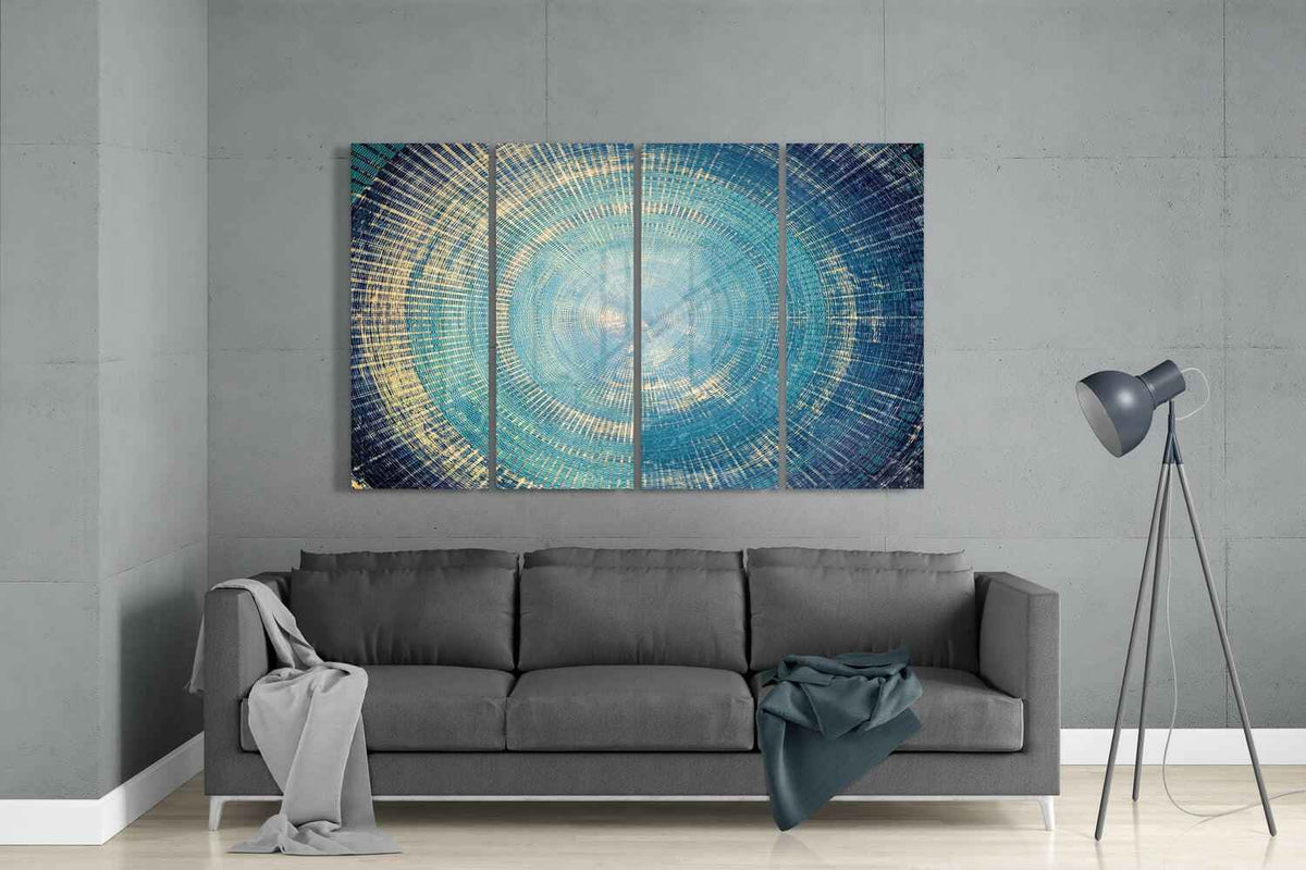 Turquoise 4 Pieces Mega Glass Wall Art (59"x36")