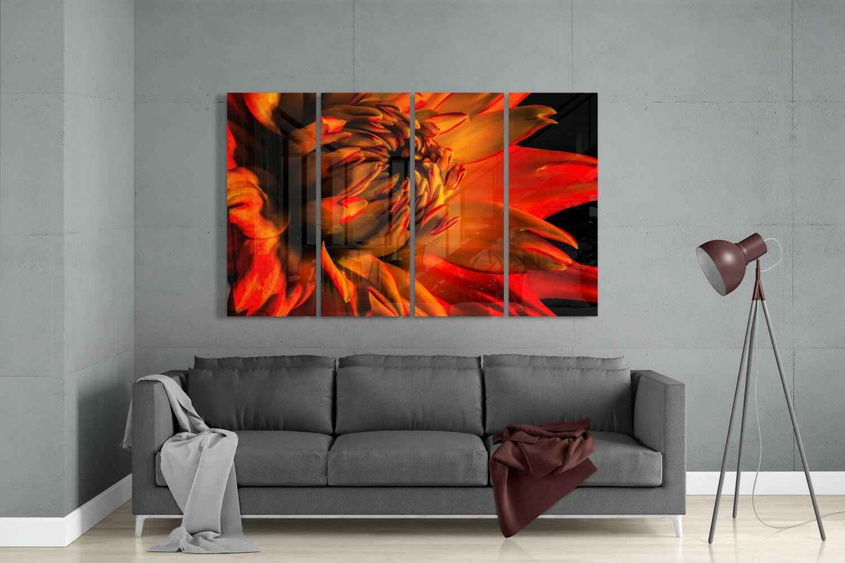 Gerbera Daisy 4 Pieces Mega Glass Wall Art (59"x36")